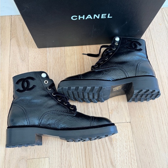 CHANEL Black Leather Ankle Boots - Picture 4 of 9